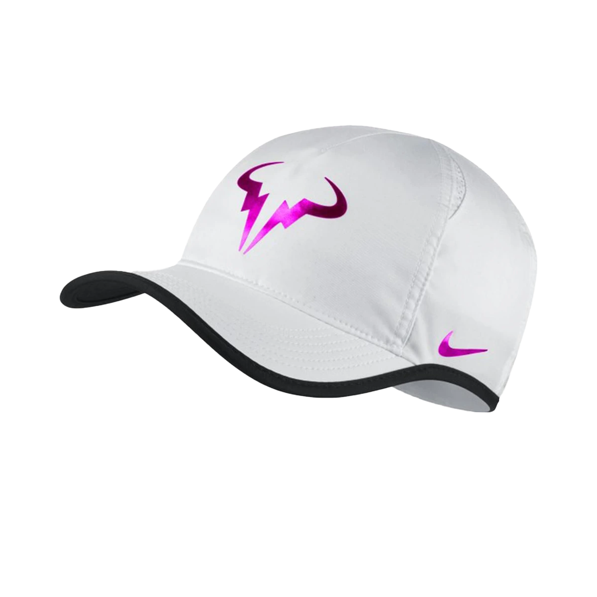 Nike Rafa Iridescent Featherlight hat in White w/Black & Fire Pink [835535-102] from the Holiday 2016 tennis collection